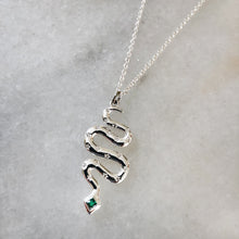 Load image into Gallery viewer, Celestial Snake Necklace- Silver