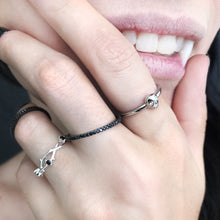 Load image into Gallery viewer, Mini Memento Mori Skull Stacking Ring - Silver