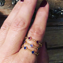 Load image into Gallery viewer, Templar Stacking Ring in 14K Gold  - Sapphire