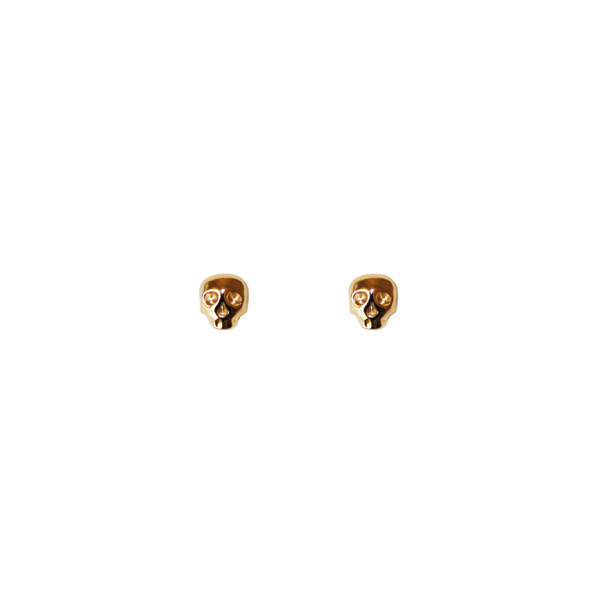 Kris Nations Small Skull Stud Earrings in Gold Vermeil