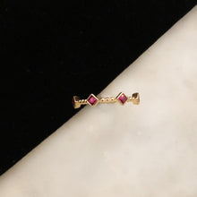 Load image into Gallery viewer, Templar Stacking Ring in 14K Gold  - Ruby