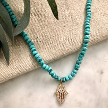 Load image into Gallery viewer, Turquoise Hamsa Necklace