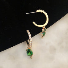 이미지를 갤러리 뷰어에 로드 , Morgana Hoop Earrings- Emerald