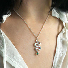 Load image into Gallery viewer, Celestial Snake Necklace- Silver
