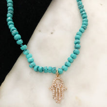 Load image into Gallery viewer, Turquoise Hamsa Necklace