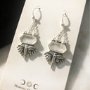 The Death Moth Crystal Earrings- Silver