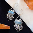 Death Moth Earrings with Labradorite- Silver