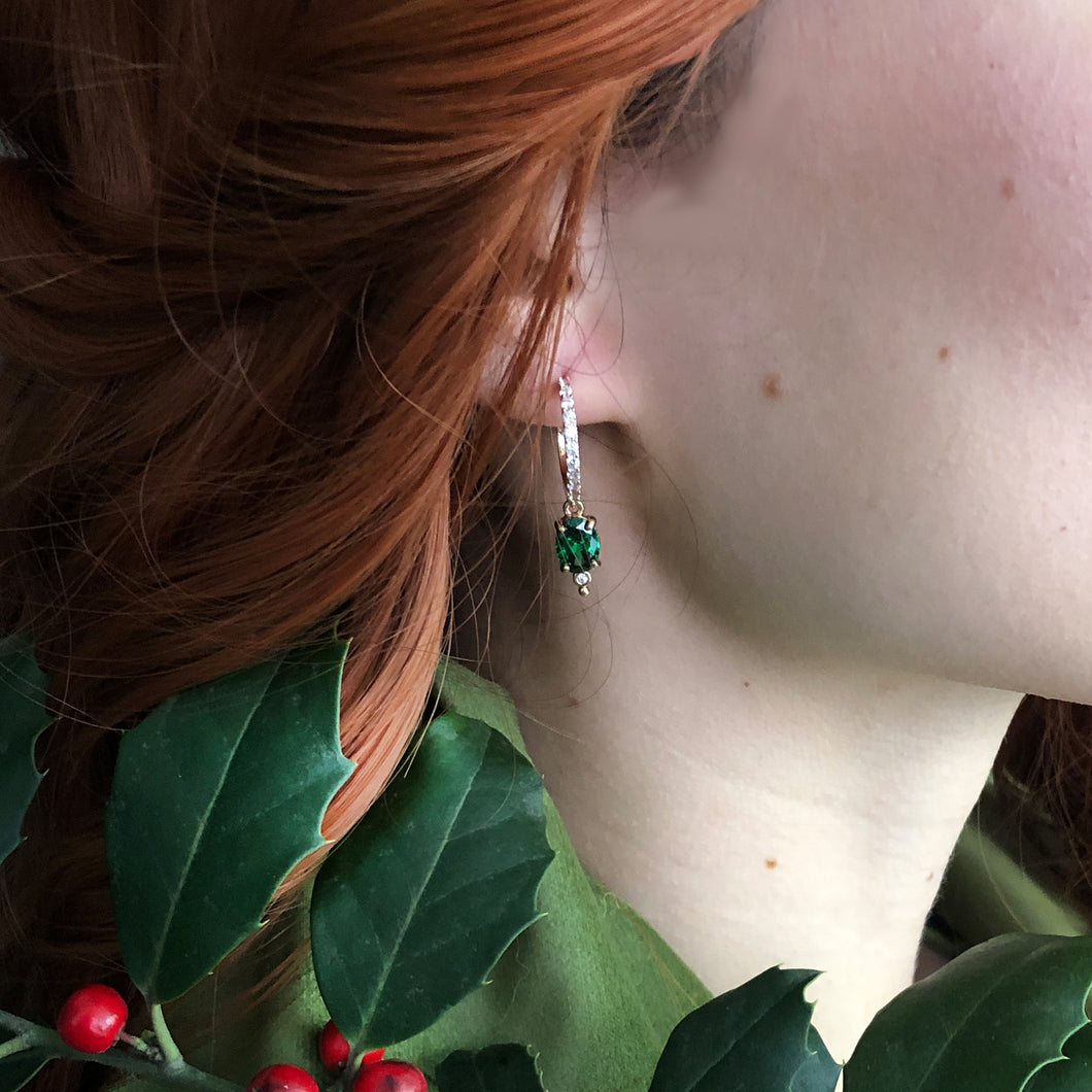 Morgana Hoop Earrings- Emerald