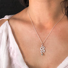 Load image into Gallery viewer, Celestial Snake Necklace- Silver
