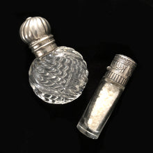 Cargar imagen en el visor de la galería, Antique Crystal and Sterling Silver bottle- Round
