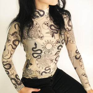 Witch Tattoo Top - Sand
