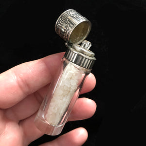 Antique Crystal & Sterling Silver Bottle- Long