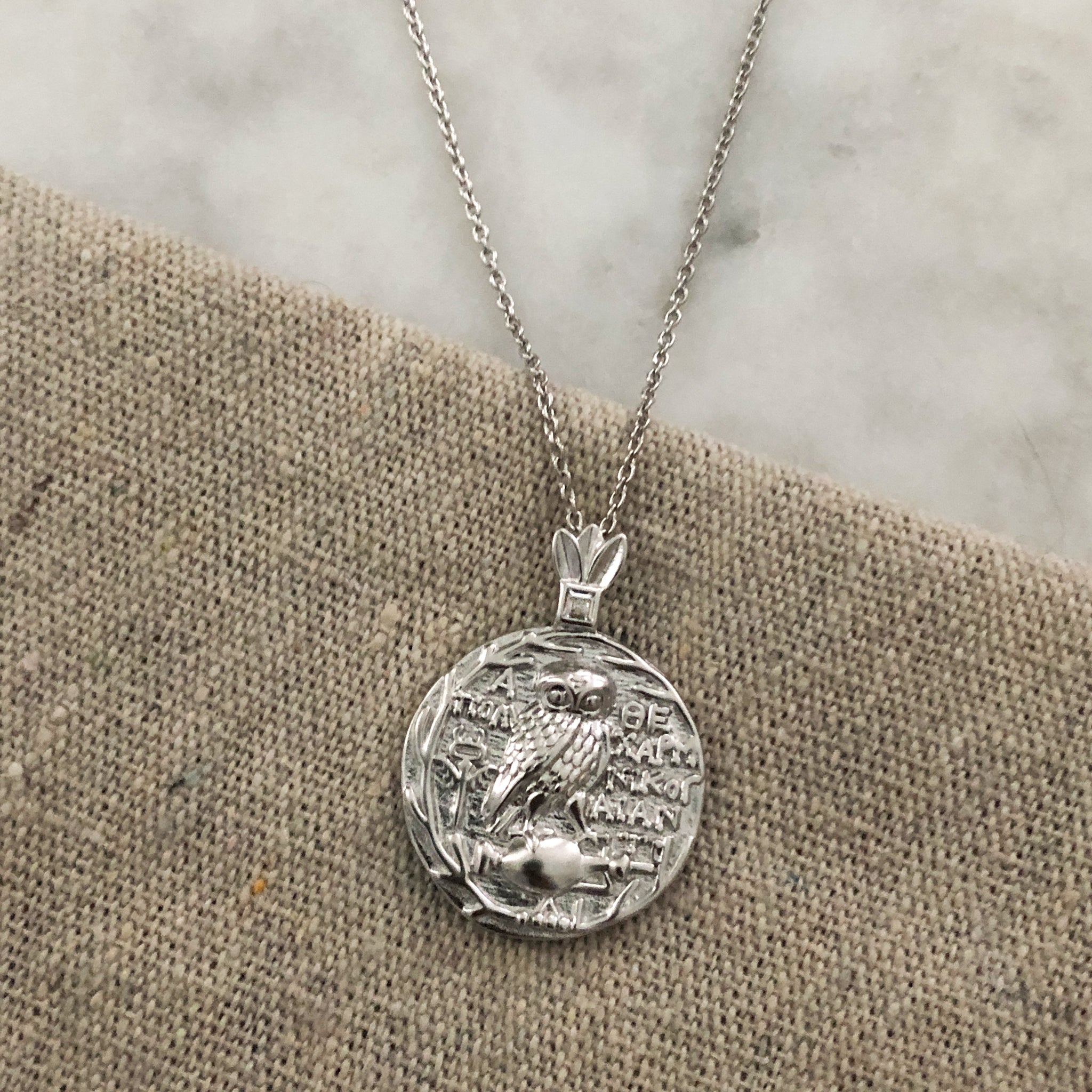 Athena Silver Coin Necklace - Reve Jewel