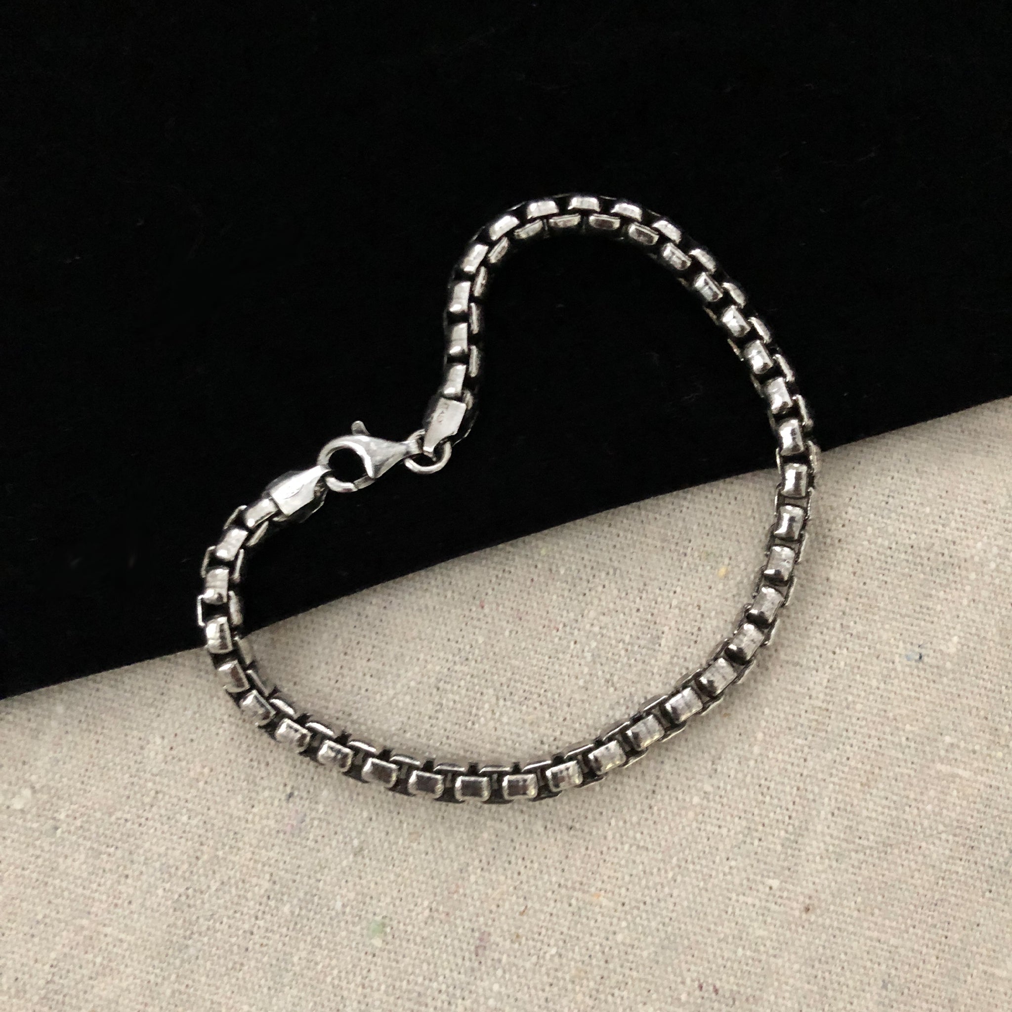 Men's Box Chain Bracelet - Sterling Silver