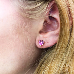 Heart Stud Earrings - Fuchsia + Rose