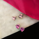 Heart Stud Earrings - Fuchsia + Rose