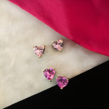 Load image into Gallery viewer, Heart Stud Earrings - Fuchsia + Rose
