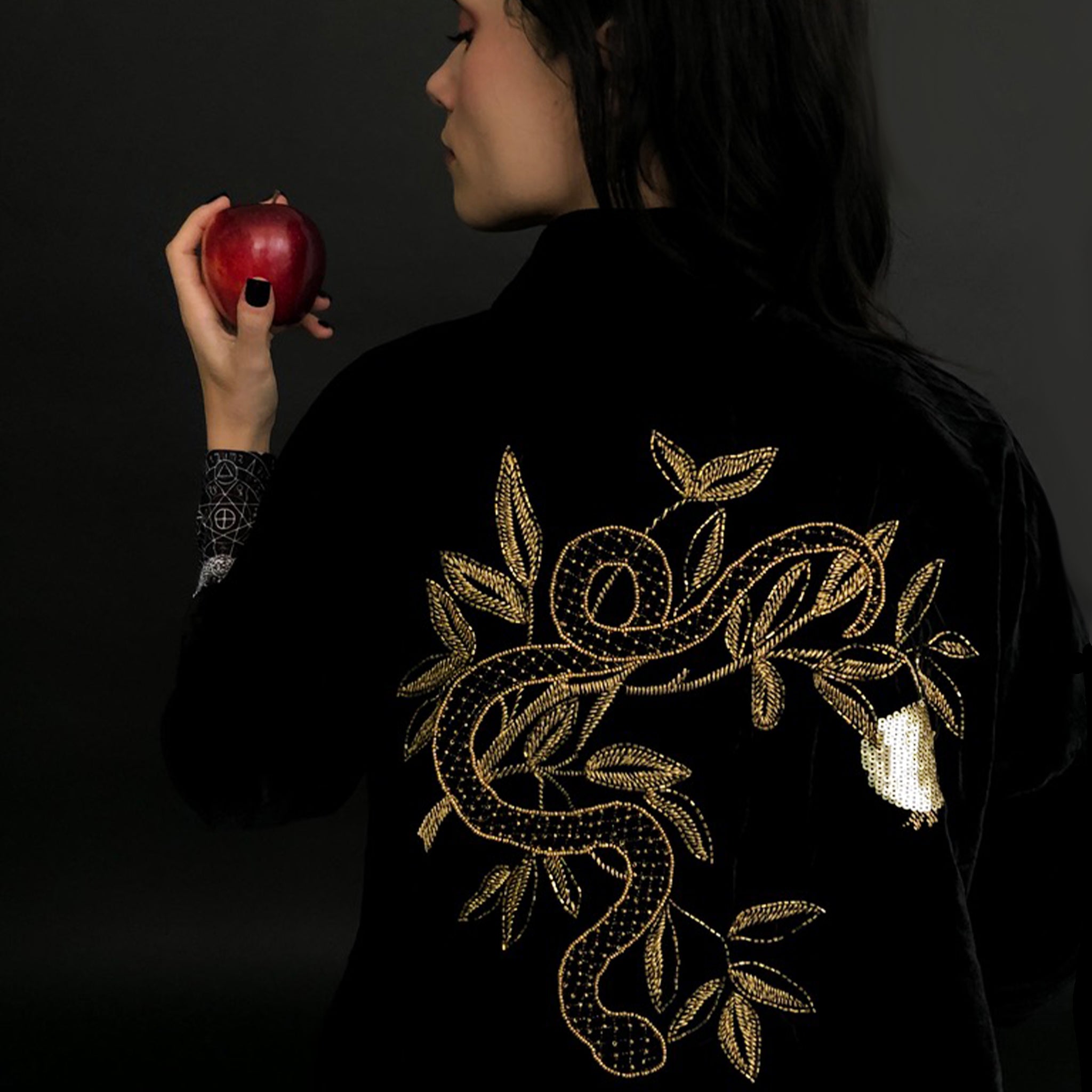 Kimono Jacket in Japanese Sashiko Embroidery - Long Sleeve