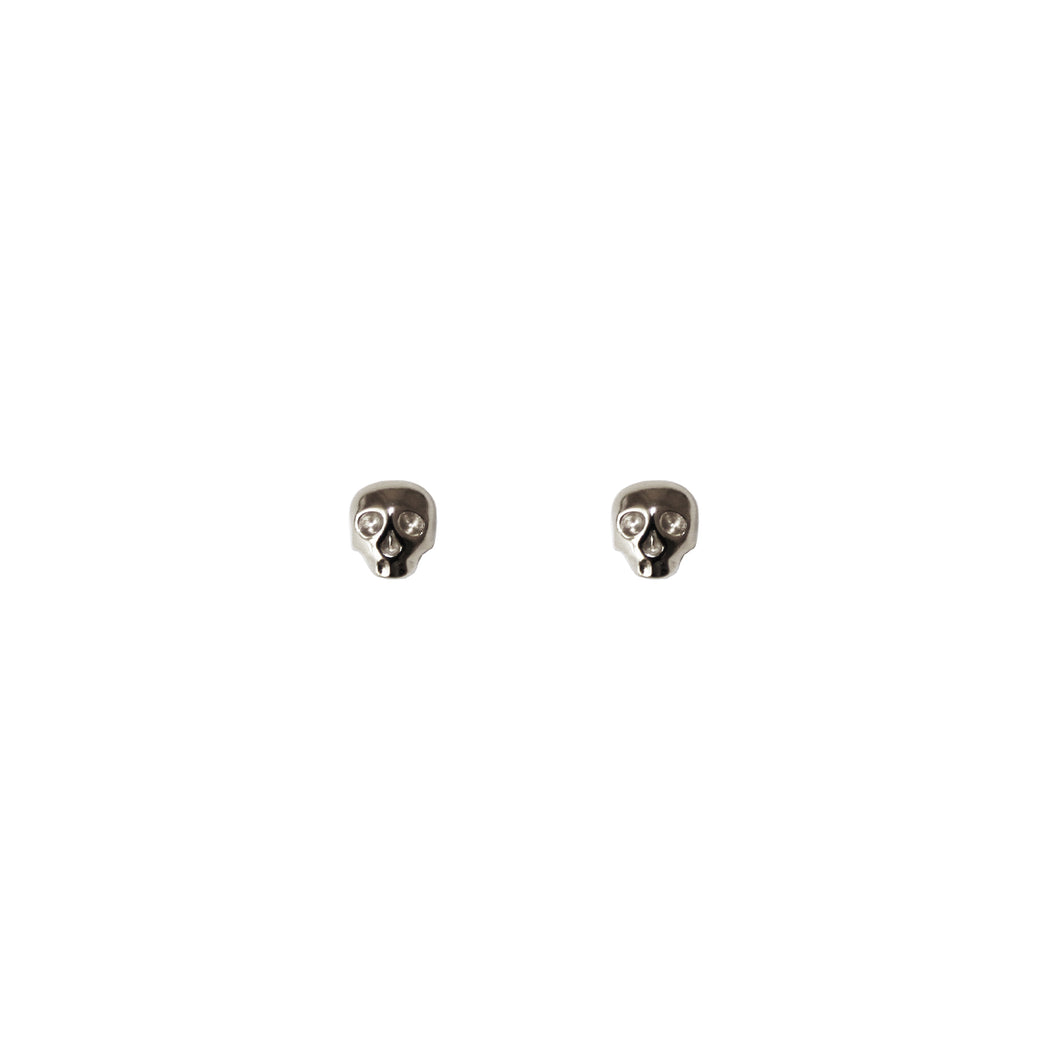 Mini Skull Stud Earrings- Silver