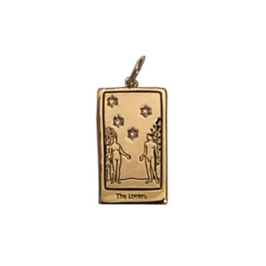 The Lovers Tarot Charm with Chain - gold