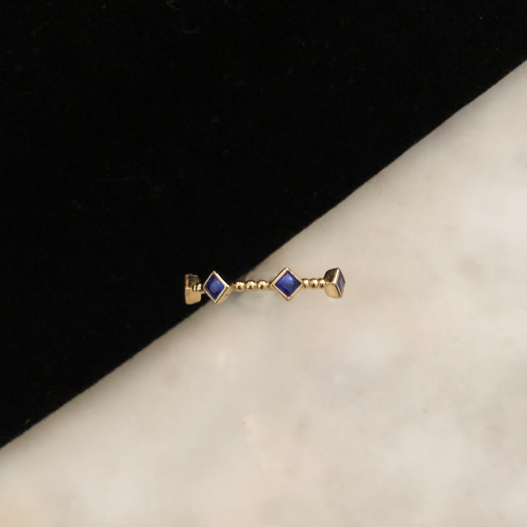 Templar Stacking Ring in 14K Gold  - Sapphire