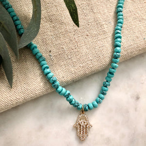 Turquoise Hamsa Necklace