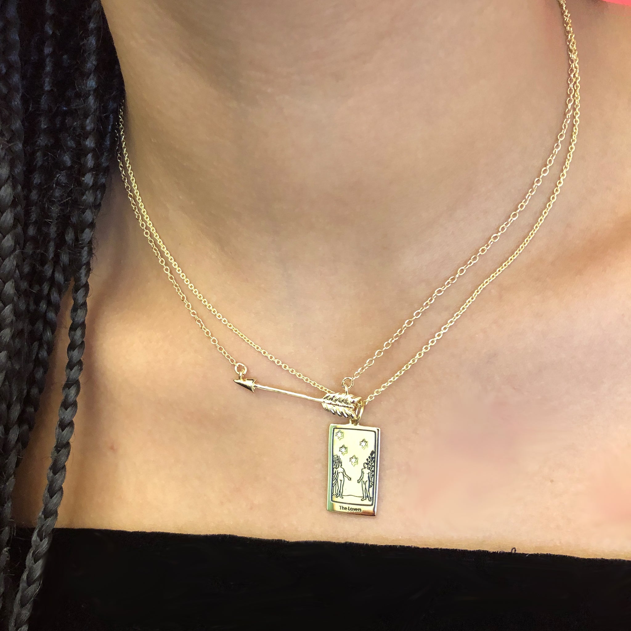 The Lovers Tarot Charm with Chain - gold – Mementomoridesignsnyc