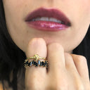Anillo de apilamiento de calavera Mini Memento Mori - Dorado