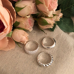 Set of Three- Dome Rings in Silver