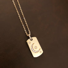 Load image into Gallery viewer, Golden Moon Dog Tag Necklace
