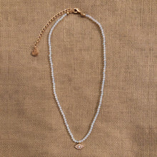 Load image into Gallery viewer, Moonstone Beaded Necklace with Eye Charm
