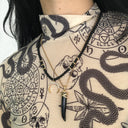 Obsidian Necklace with Crescent Moon Pendant
