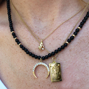 The Three of Cups Tarot Charm with chain - Gold
