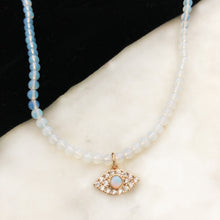 Charger l&#39;image dans la galerie, Moonstone Beaded Necklace with Eye Charm
