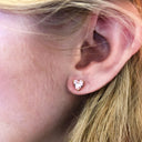 Heart Stud Earrings - Fuchsia + Rose