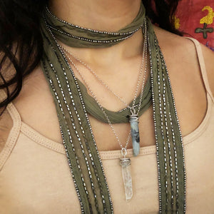 Beaded Silk Chiffon Wrap Necklace