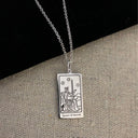 Queen of Swords Tarot Charm on a chain Necklace - Silver