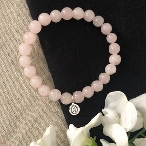 Bracelet extensible en quartz rose