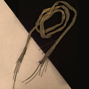 Beaded Silk Chiffon Wrap Necklace