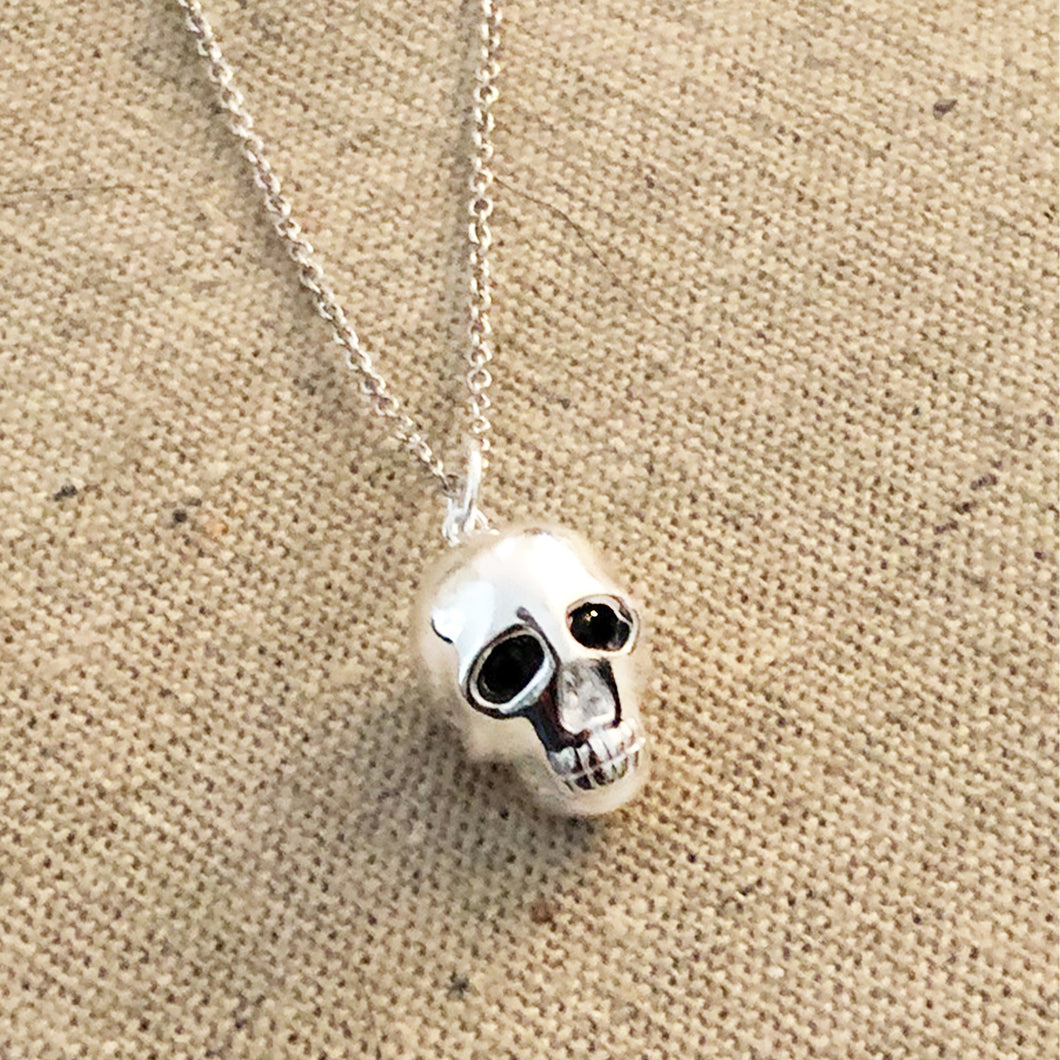 Sterling Silver Skull Necklace - 16