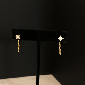 Star Stud earrings with dangle chain