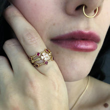 Load image into Gallery viewer, Templar Stacking Ring in 14K Gold  - Ruby
