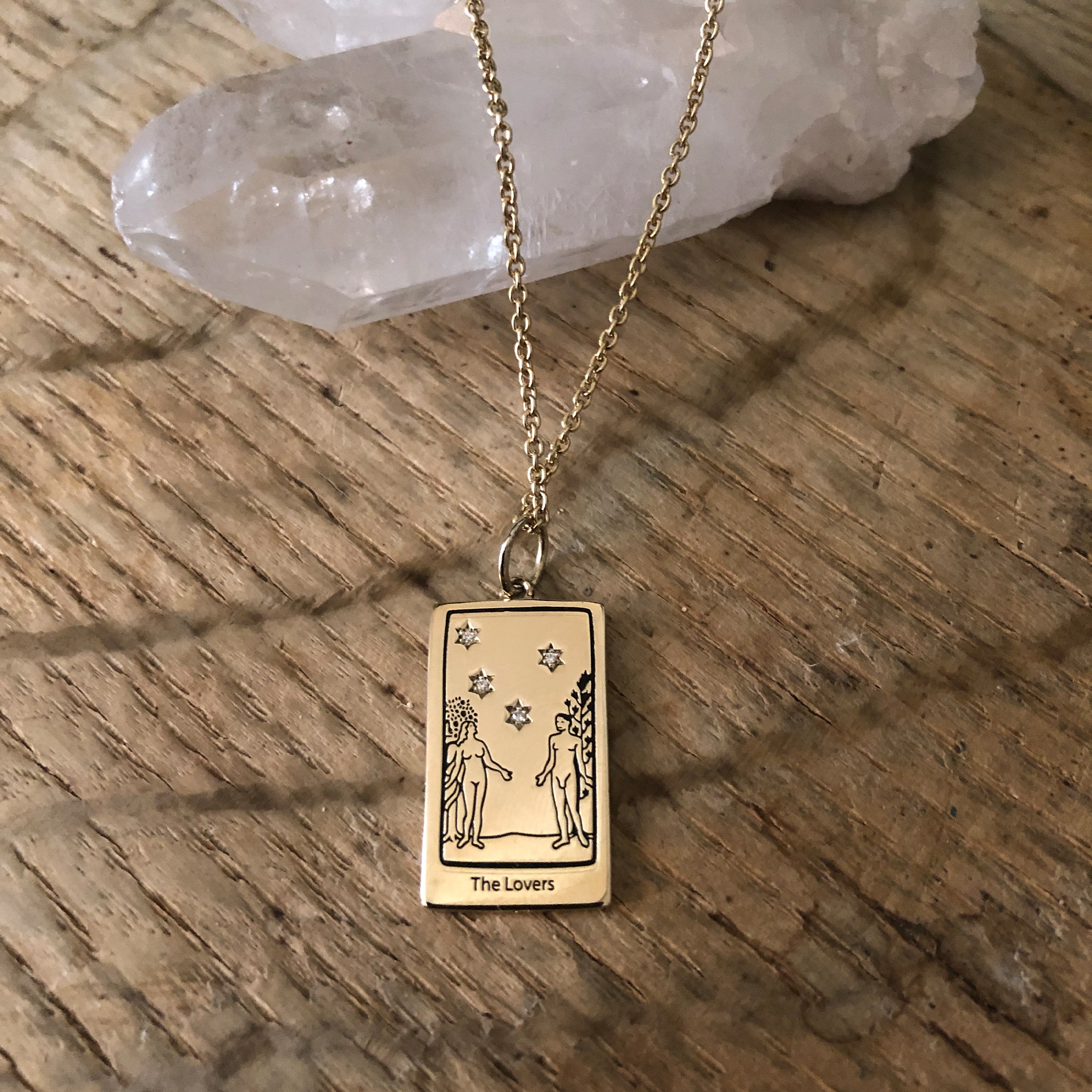 The Lovers Tarot Charm with Chain - gold – Mementomoridesignsnyc