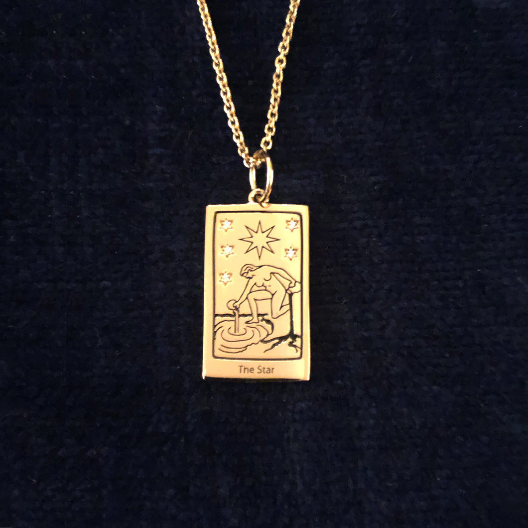 The Star Tarot charm with chain - gold