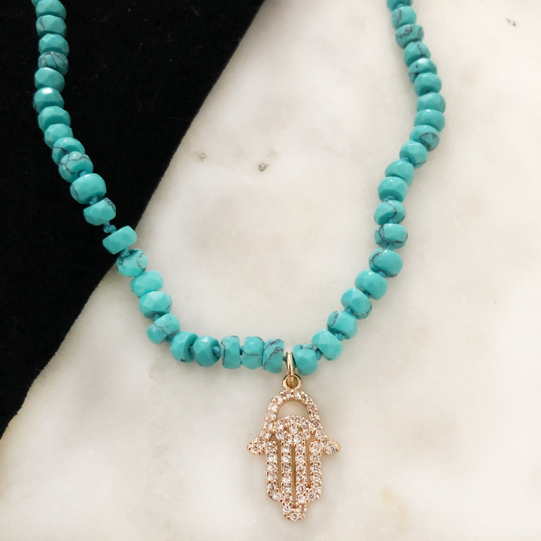 Turquoise Hamsa Necklace – Mementomoridesignsnyc